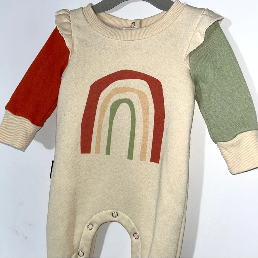 Baby One Piece DOT Australia Rainbow Romper Fleece Snaps Warm 3-6‎ M Like New